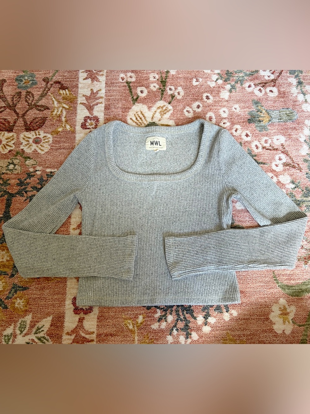 Madewell Light Gray Ribbed Scoop-Neck Crop Top